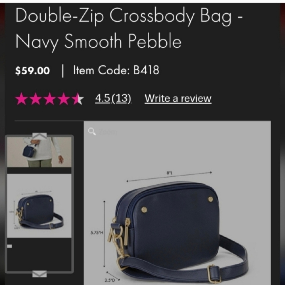 New Thirty-one Double zip crossbody bag